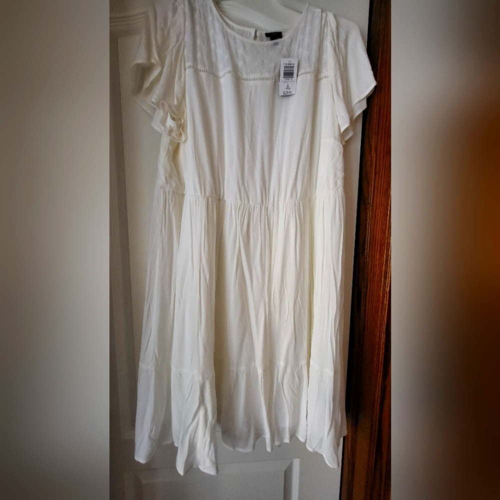 White lace top empire waist dress